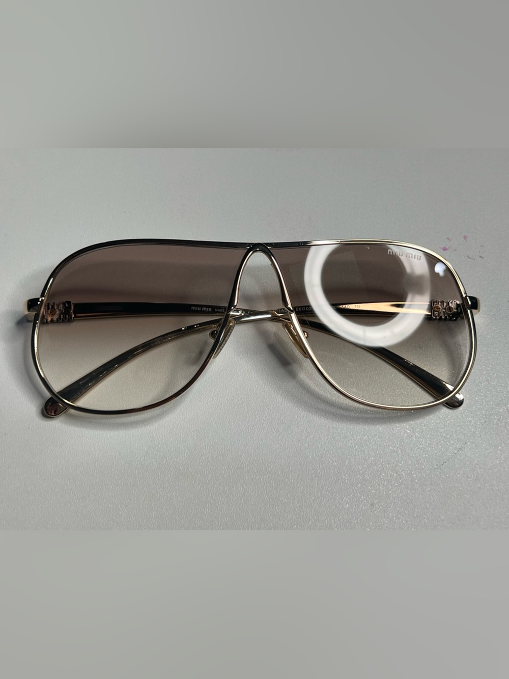 Miu Miu Gold Frame Sunglasses with Brown Gradient Lenses